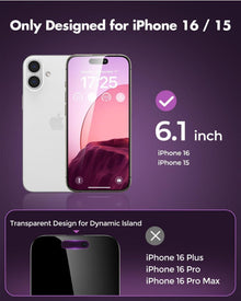 Panzer Schutzglas für iPhone 16 - 9H Härte - 28° Sichtschutz