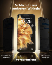 Panzer Schutz Glas iPhone 16 Plus 28° Sichtschutzfolie 9H