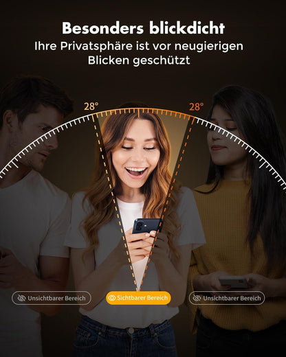 Panzer Schutz Glas für iPhone 16 Plus, Sichtschutzfolie, kratzfest, 9H Härte, 2 Stück