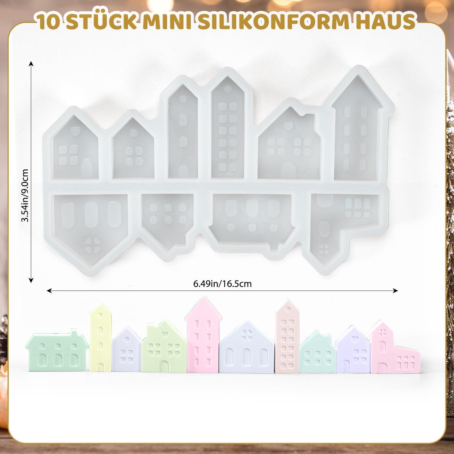 Silikonform Weihnachten Set 10 Stück Gießformen Haus DIY