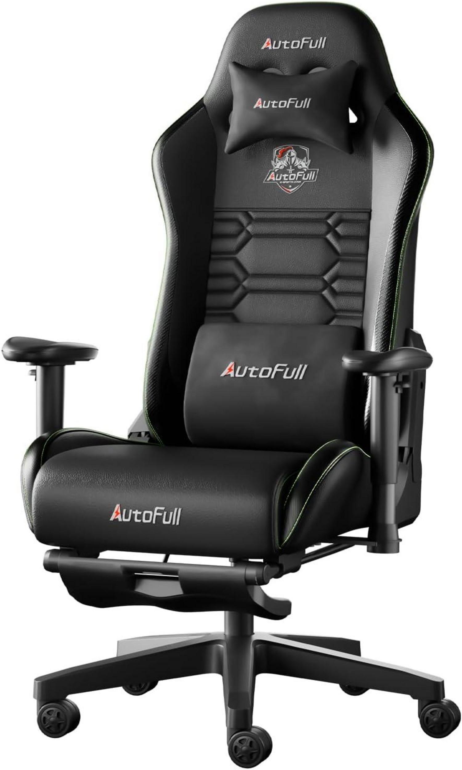 Gaming Stuhl Ergonomisch mit verstellbarer Fußstütze Schwarz