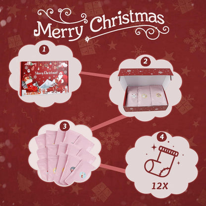 12 Paare Adventskalender Kuschelsocken Weihnachtssocken Set 2024