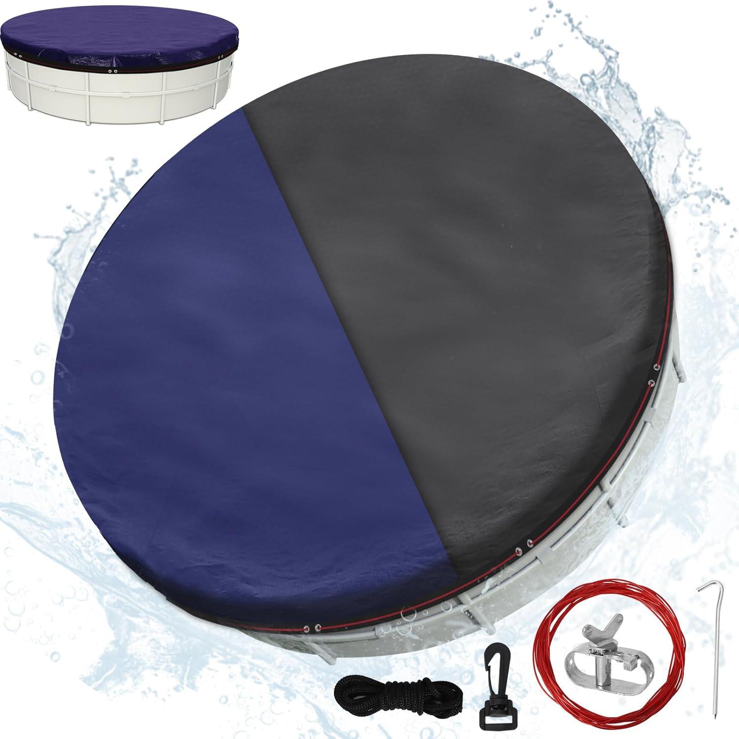 Poolabdeckung rund Ø420cm mit doppelter Befestigung & UV-Schutz