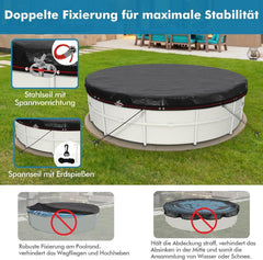 Poolabdeckung rund Ø420cm UV-resistent 200g/m² PE 2-in-1 Abdeckplane 366cm