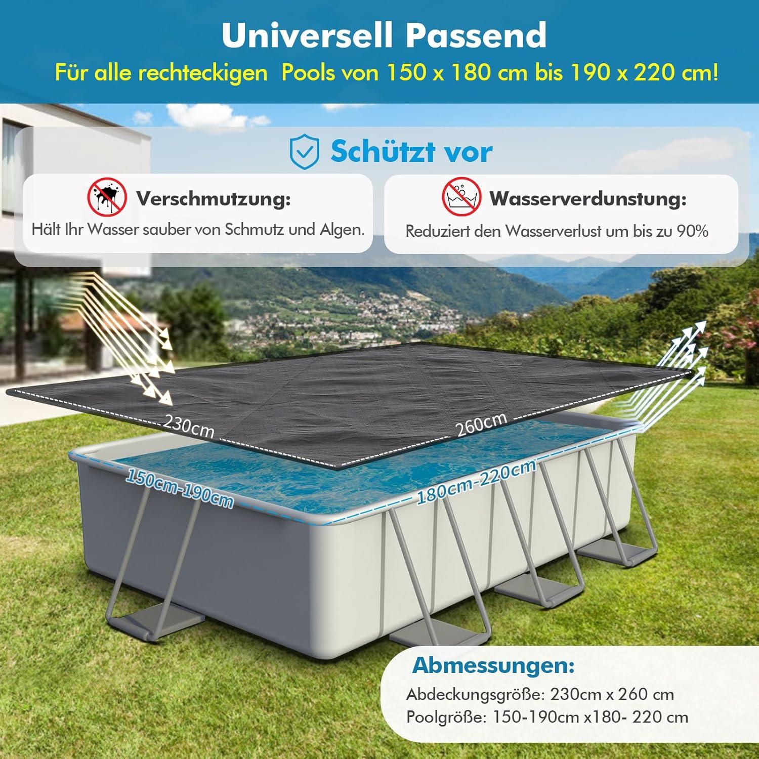Poolabdeckung 260x230cm Rechteckige UV-resistente