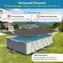 Poolabdeckung 260x230cm Rechteckige UV-resistente
