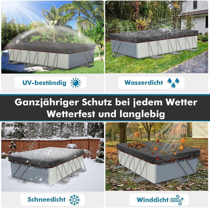 Poolabdeckung 260x230cm UV-resistent Rechteckige Abdeckplane