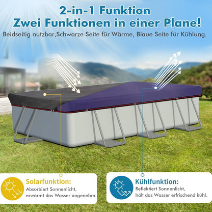Poolabdeckung 260x230cm Rechteckige UV-resistente Abdeckplane Poolplane 180x150-220x190cm