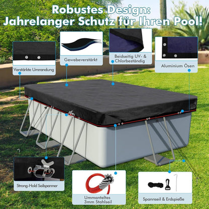 Poolabdeckung 260x230cm Rechteckige UV-resistente Abdeckplane für