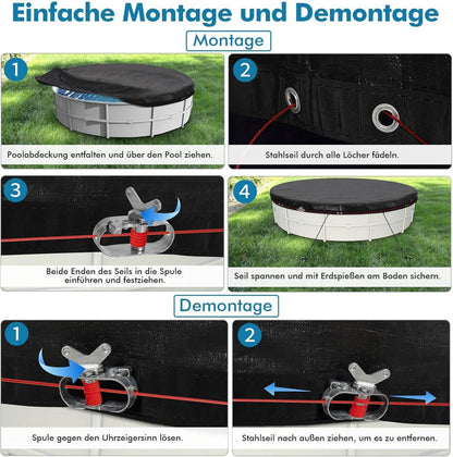 Poolabdeckung rund Ø240cm UV-resistent 200g/m² PE, Wetterfeste Abdeckplane
