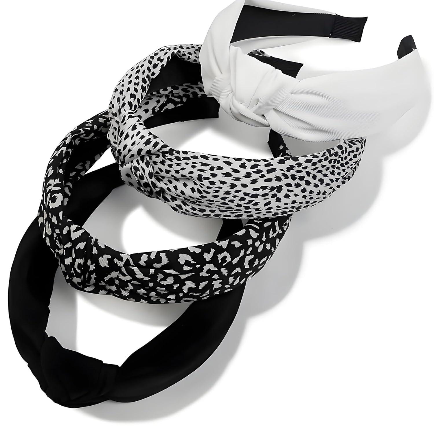 4er Set Damen Stirnbänder Retro Style Haarreifen Leopardmuster