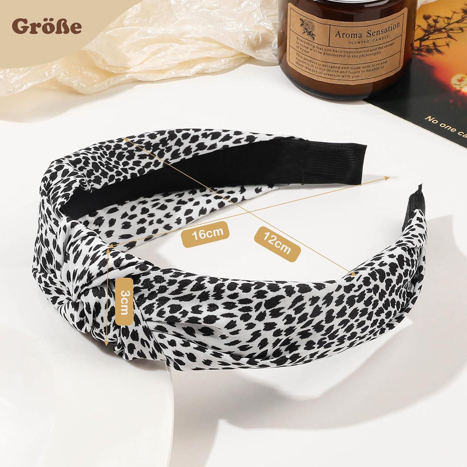 4er Set Damen Stirnbänder Retro Style Haarreifen Leopardmuster