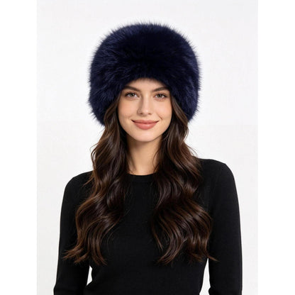 Damen Wintermütze Kunstfell mit Innenfutter Marineblau