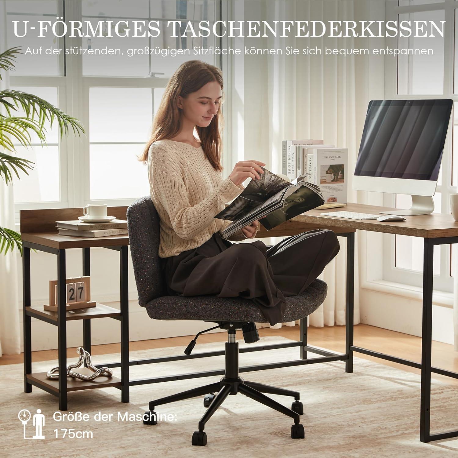 Ergonomischer Bürostuhl mit Feststellrädern und Taschenfederkissen - Grau