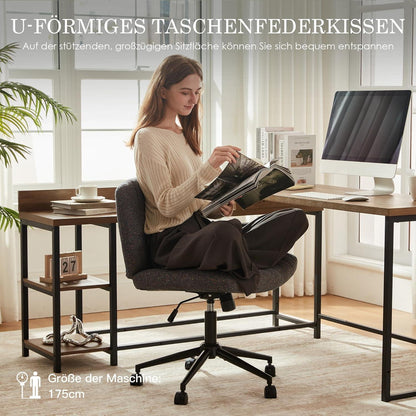 Ergonomischer Bürostuhl mit Feststellrädern und Taschenfederkissen - Grau