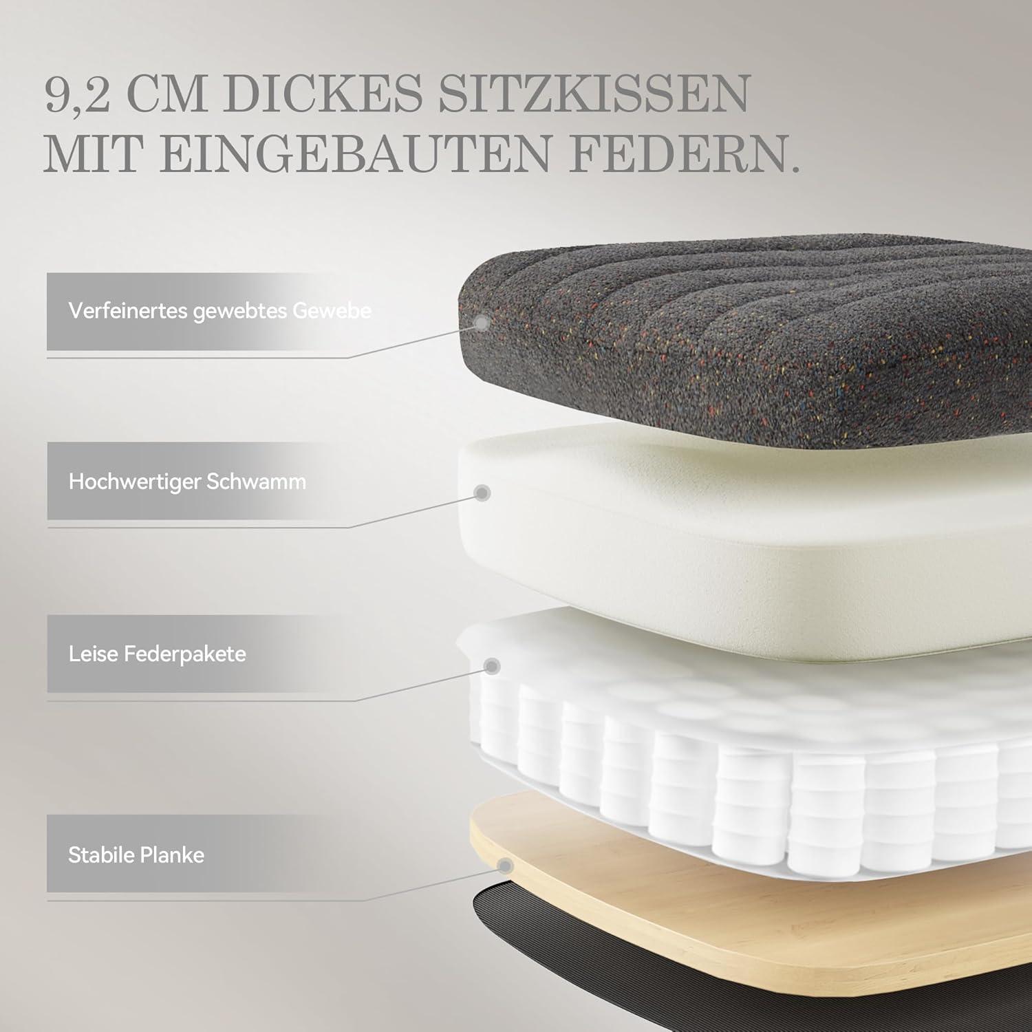 Dowinx Criss Cross Stuhl mit Feststellrädern und Taschenfederkissen, Verstellbarer Drehstuhl, Grau