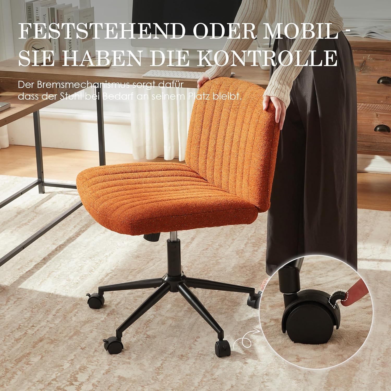 Dowinx Criss Cross Drehstuhl Orange mit Premium Stoff, Taschenfederkissen & breitem Sitz