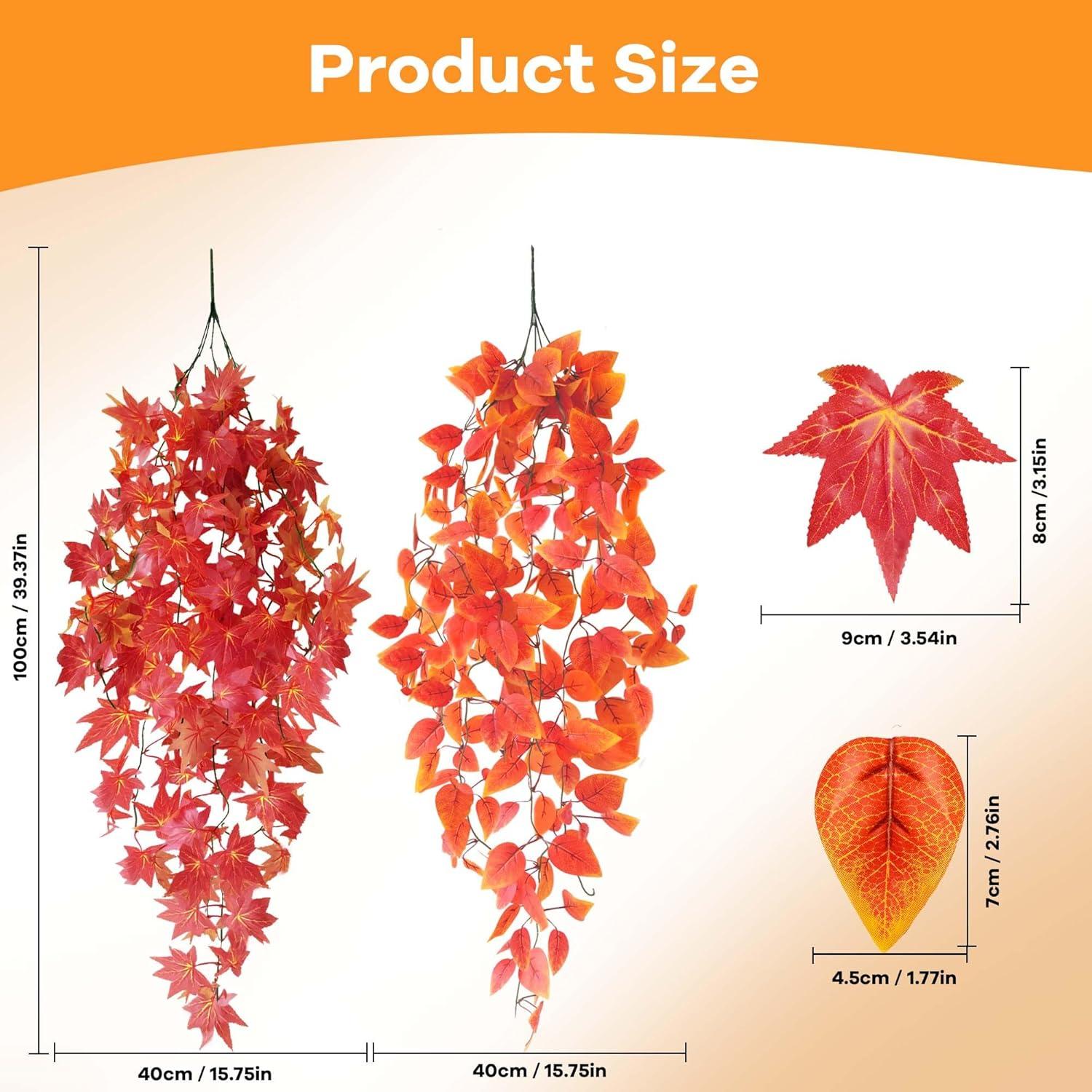 Künstliche Hängepflanzen 100cm Herbstdekoration Orangerot