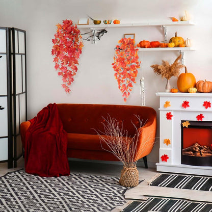 2er Set künstlicher Hängepflanzen 100cm Herbst Deko Efeu Kunstpflanzen für Innen & Außen