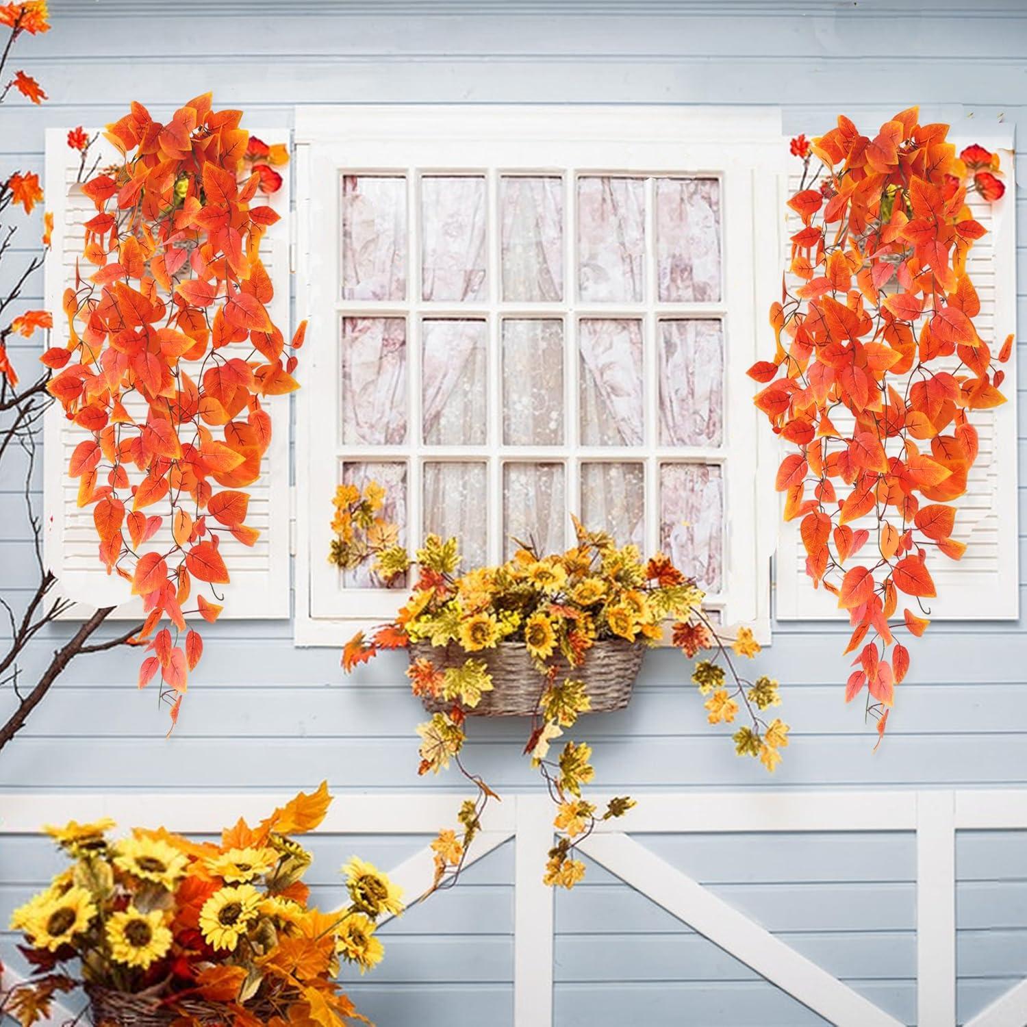 Künstliche Hängepflanzen Herbst 100cm Set 2 Kunstpflanzen efeu