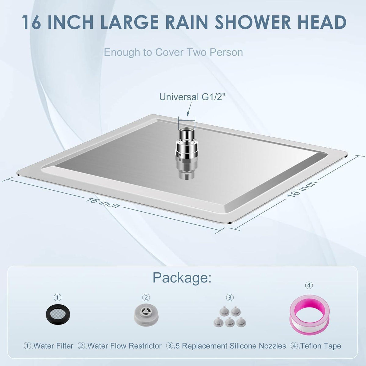 40cm Regendusche Edelstahl gebürstet Nickel, 324 Anti-Kalk Düsen