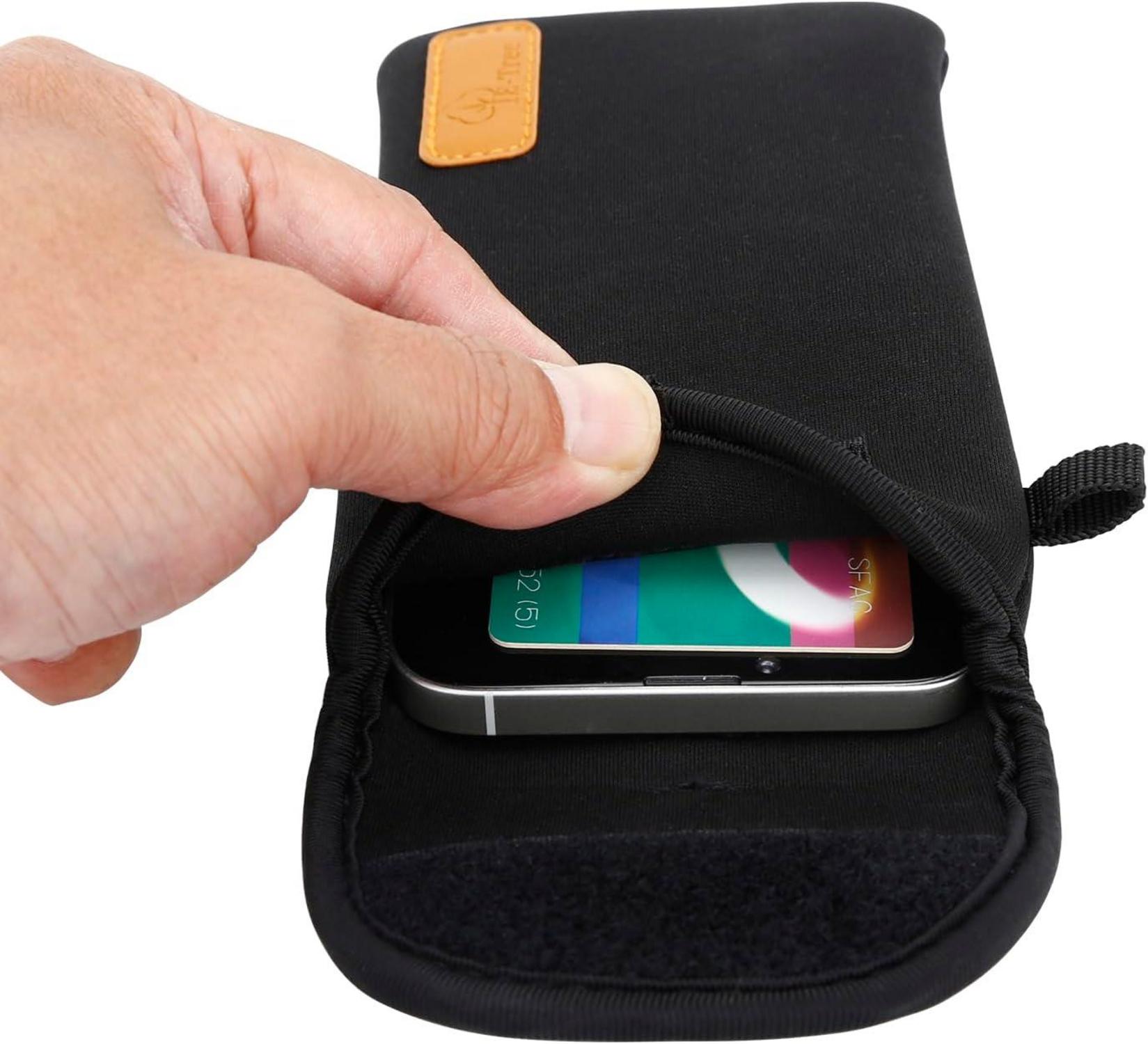 Neopren Handysocke Tasche für Smartphones 6,9 Zoll, Schwarz