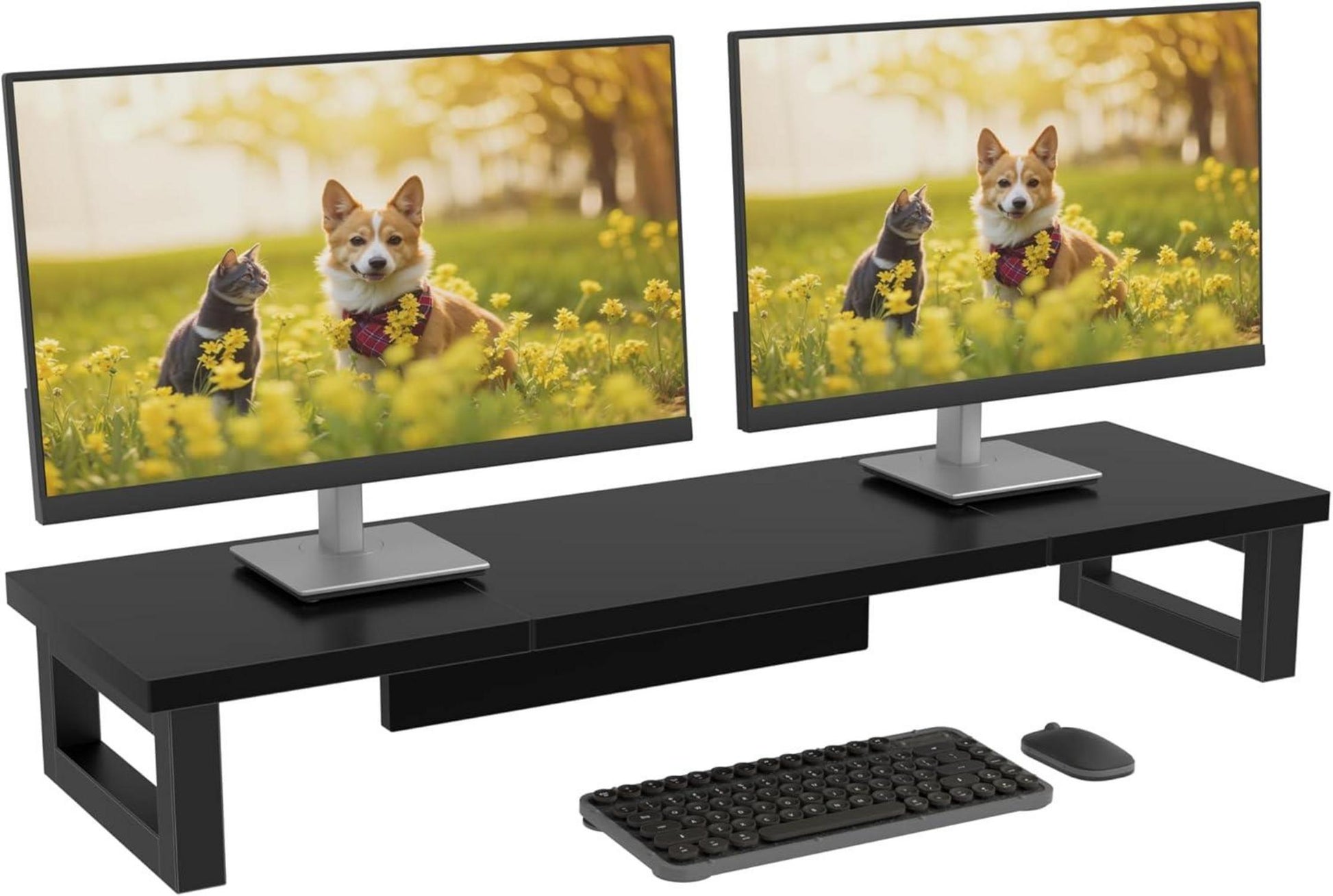 Monitorerhöhung für 2 Monitore 91x26cm schwarz