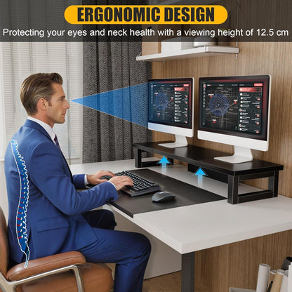 Monitorerhöhung für 2 Monitore 91x26cm Schwarz - Stabiler