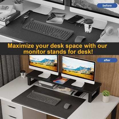 MonitorerhöHung für 2 Monitore, 91x26cm Bildschirmerhöhung Schwarz