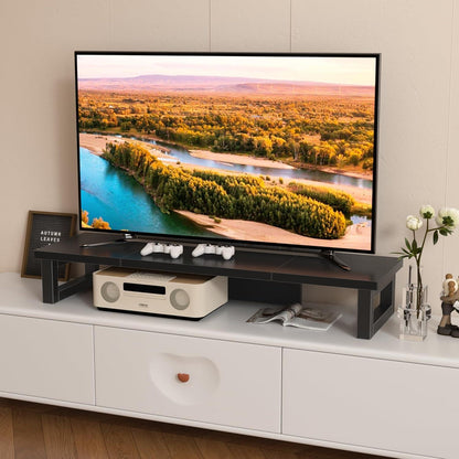 Monitorerhöhung für 2 Monitore 91x26cm Schwarz Bildschirm Ständer
