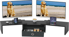 Monitorständer mit Schublade für 2 Monitore in Schwarz 99 x 23,6 x