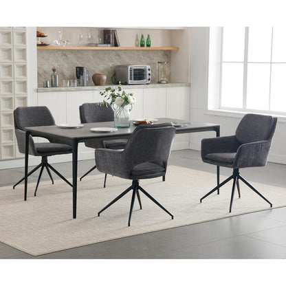Esszimmerstühle Set Grau, 360° Drehstühle, Chenille & Komfort