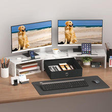 Monitorständer mit Schublade für 2 Monitore Holz Weiß 99 x