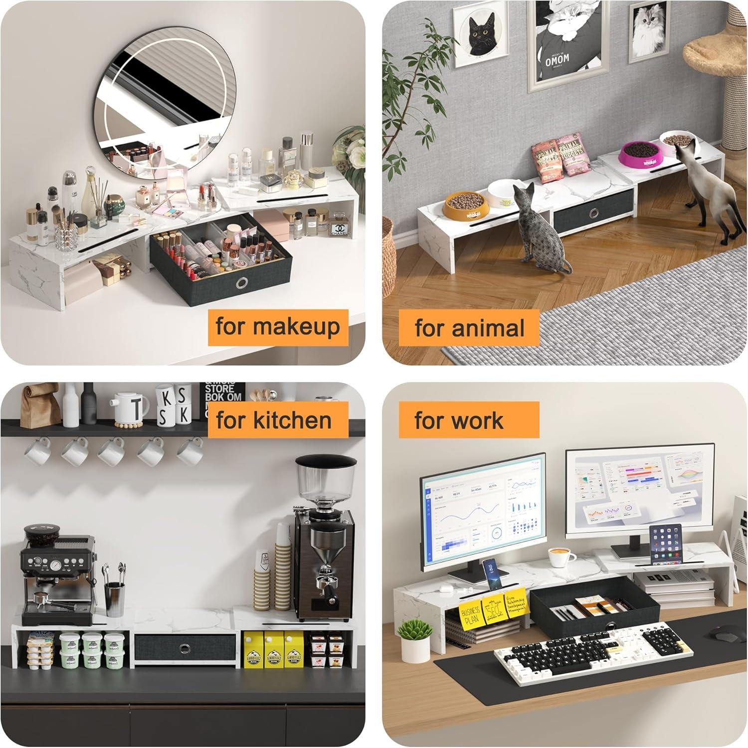 Monitor Ständer Schreibtisch Organizer für 2 Monitore Weiß 99x23,6x15,5cm