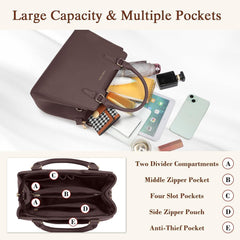 Schwarze Handtasche Damen Mittelgroß PU Leder Henkeltasche