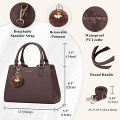 Mittelgroße PU-Leder Handtasche Damen Schwarz Henkeltasche