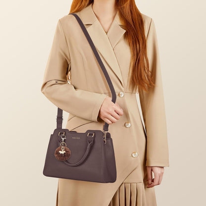 IGOLUMON Damen Handtasche Leder Mittelgroß Kaffee