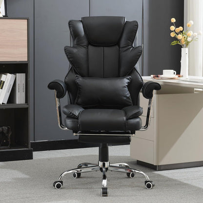 Ergonomischer Bürostuhl 230kg neigbar PU Leder Chefsessel mit Polsterung Schwarz