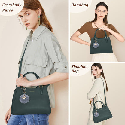 IGOLUMON Damen Handtasche Mittelgroß Leder Dunkelgrün