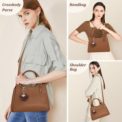 IGOLUMON Damen Handtasche Mittelgroß Leder Henkeltasche Braun