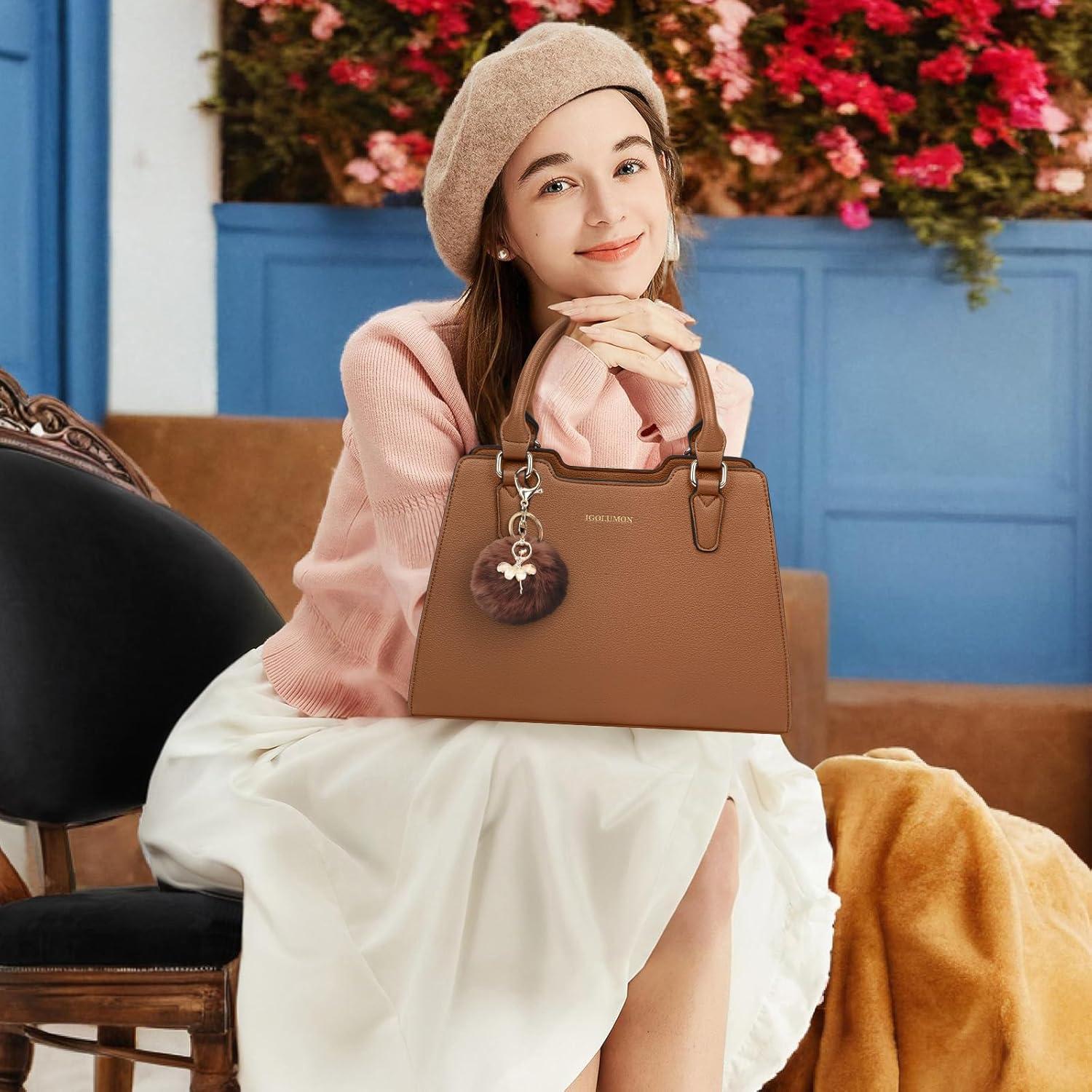 Damen Handtasche Mittelgroß Leder Henkeltasche Tote Umhängetasche