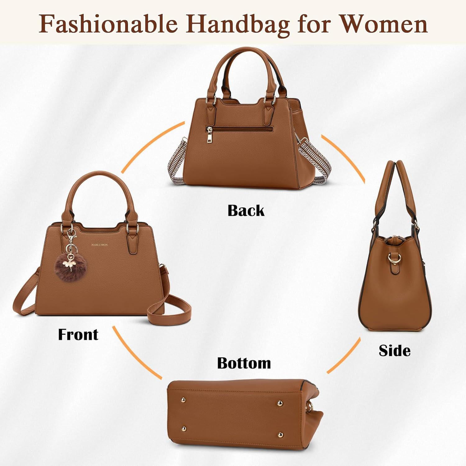 IGOLUMON Damen Handtasche Leder Mittelgroß Henkeltasche Schultertasche Braun