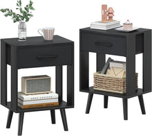 Modernes Nachttisch 2er Set mit Schublade und MDF-Platte, Schwarz