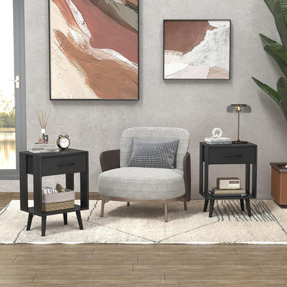Modernes Schwarz Set 2 Kleine Nachttische 40x30x60cm für