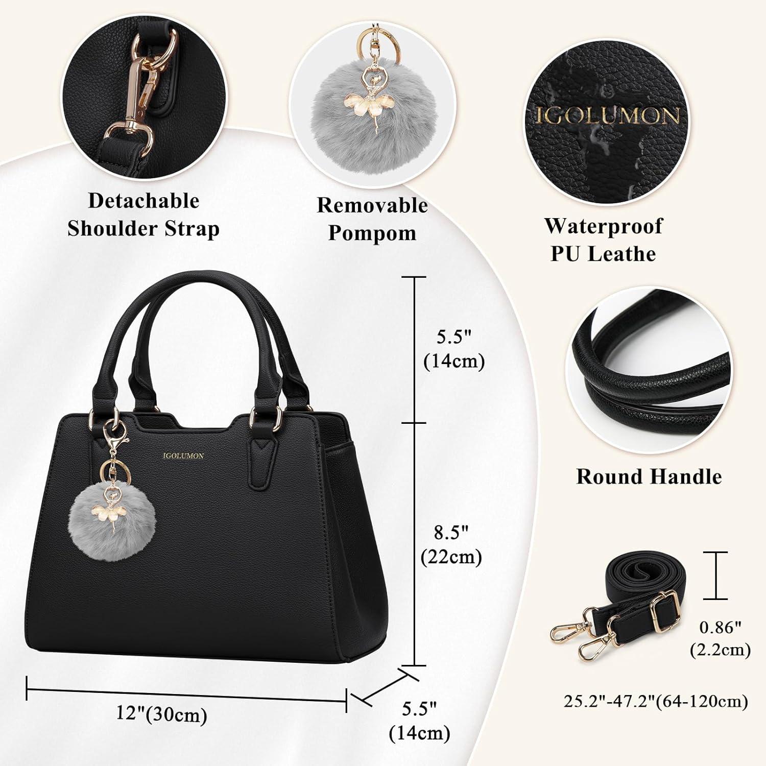 Handtasche Damen Schwarz Mittelgroß Leder Henkeltasche Tote Bag
