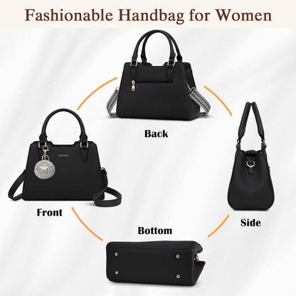 IGOLUMON Handtasche Damen Mittelgroß Leder Schwarz