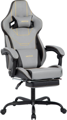 Ergonomischer Gaming Stuhl mit Fußstütze und Massage-Lendenkissen