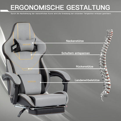 Gaming Stuhl mit Fußstütze | Höhenverstellbar | Ergonomisch | Racing Chair