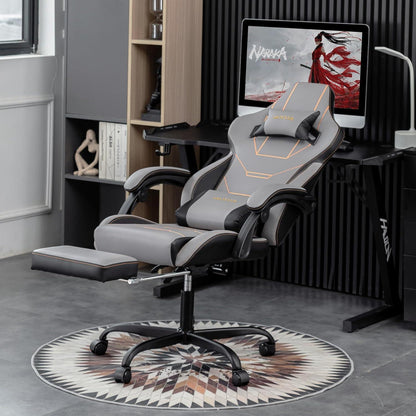 Ergonomischer Gaming Stuhl mit Fußstütze, Racing