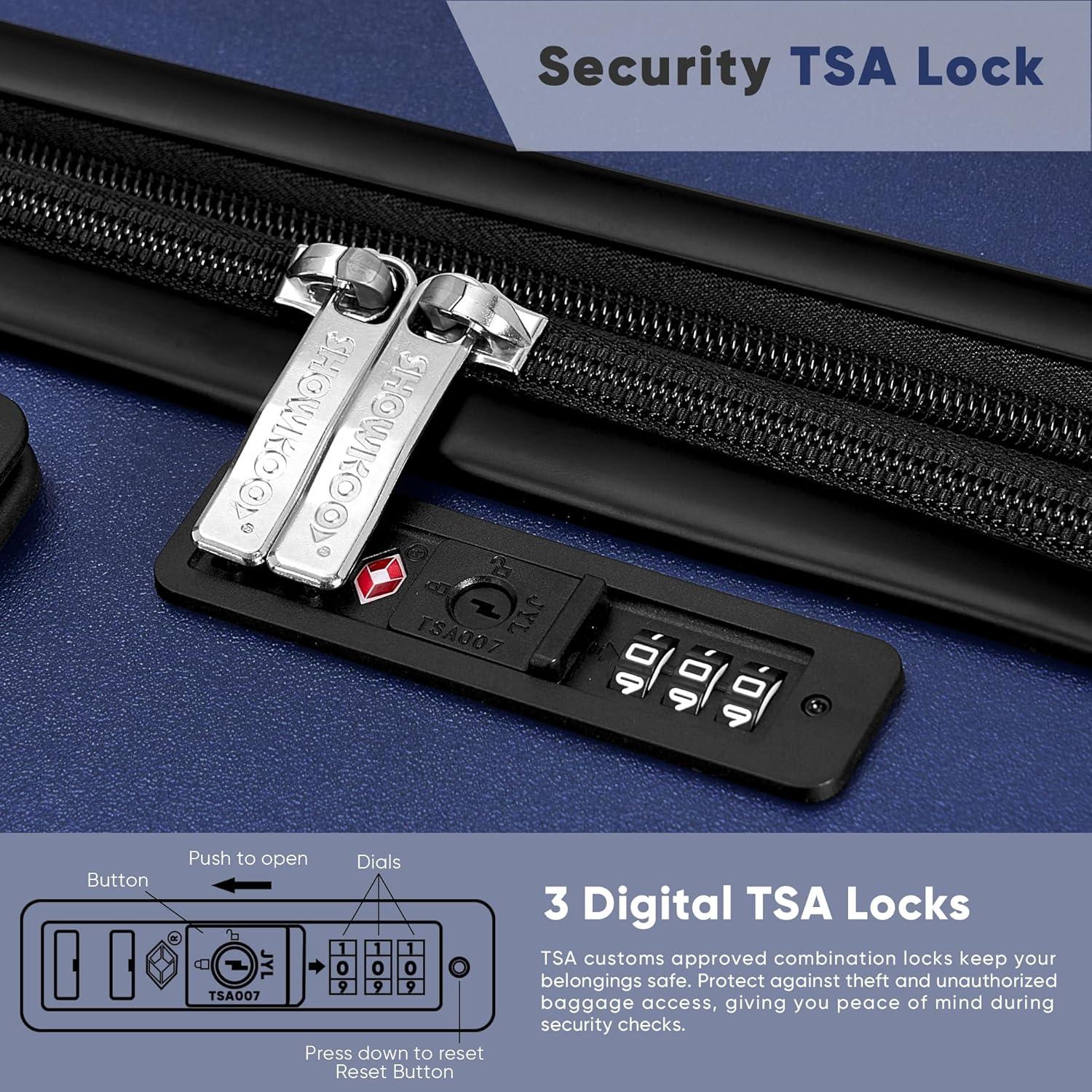 SHOWKOO Großer Hartschalenkoffer 75cm Leicht Erweiterbar TSA 4 Rollen XL
